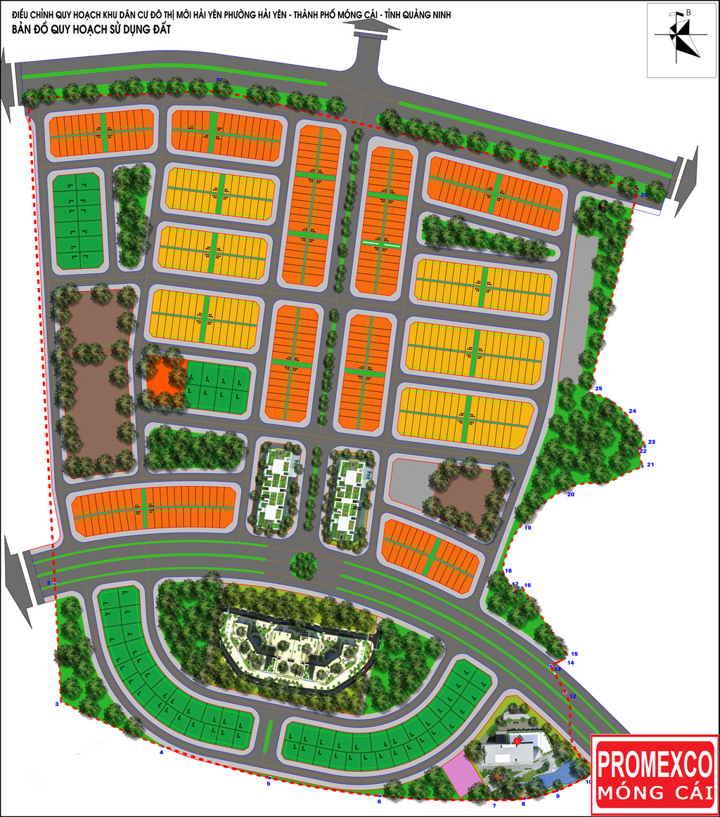 Sơ đồ Quy hoạch sự dụng đất Khu đô thị Promexco Móng Cáii